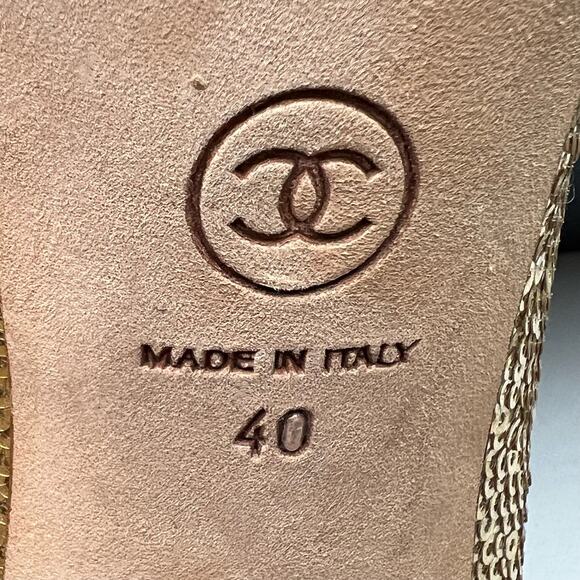 CHANEL Interlocking CC Sequins Round Toe Pumps EU 40 US 9.5-10 High Heels - Picture 10 of 13